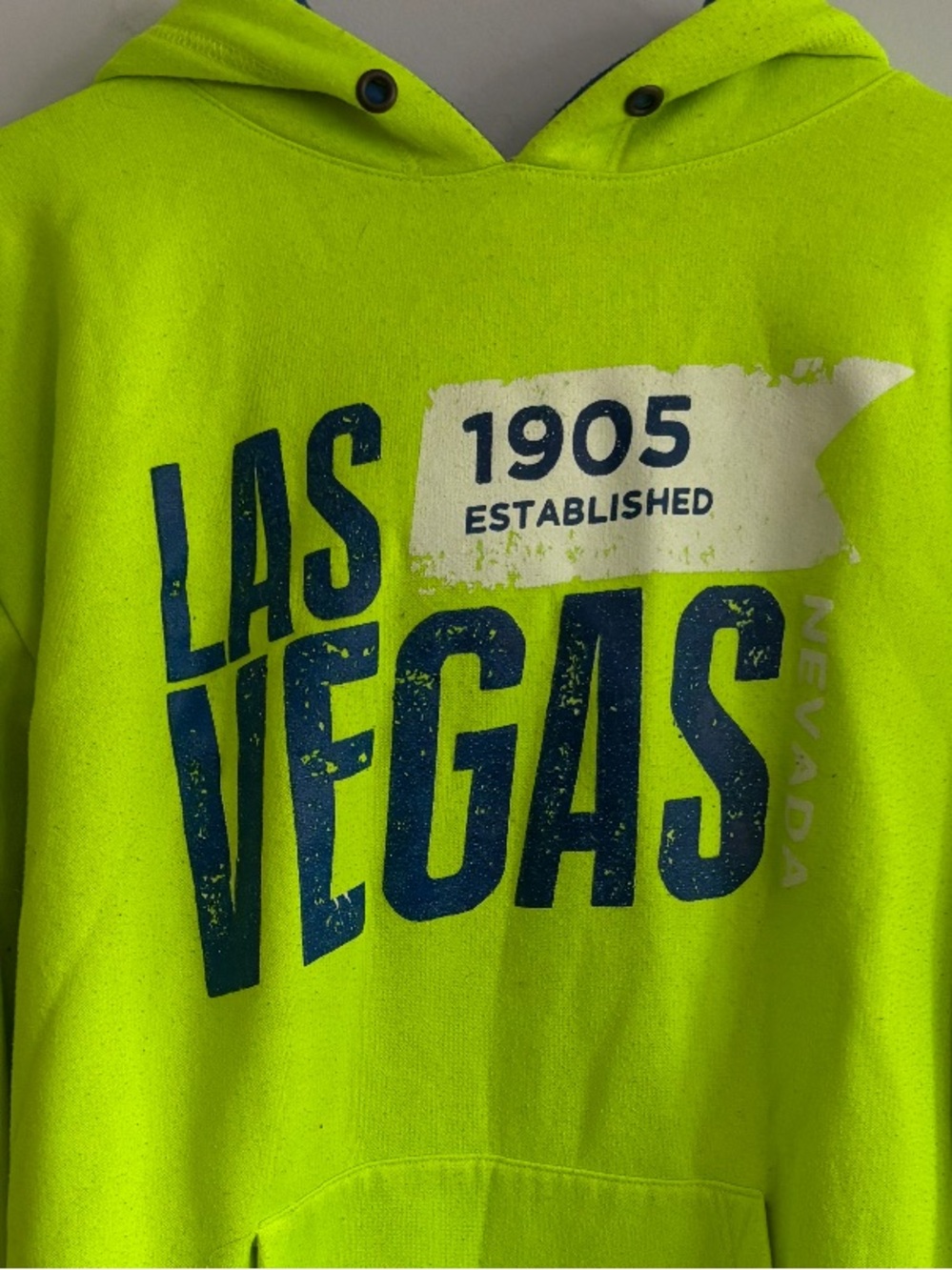 Las Vegas Neon Green Yellow Front Pocket Long Sleeve 1905 Strip Hoodie Size XL - Picture 4 of 4